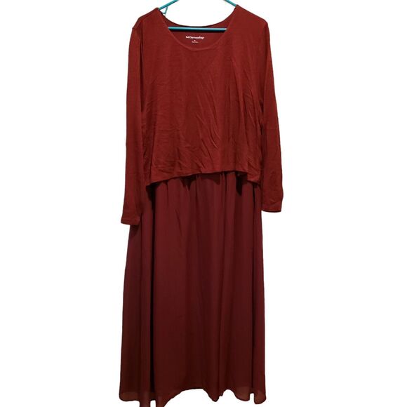 SOFT SURROUNDINGS NWT $130 Cassie Maxi Layered Dress in Cabernet Size 2XL - Picture 1 of 9